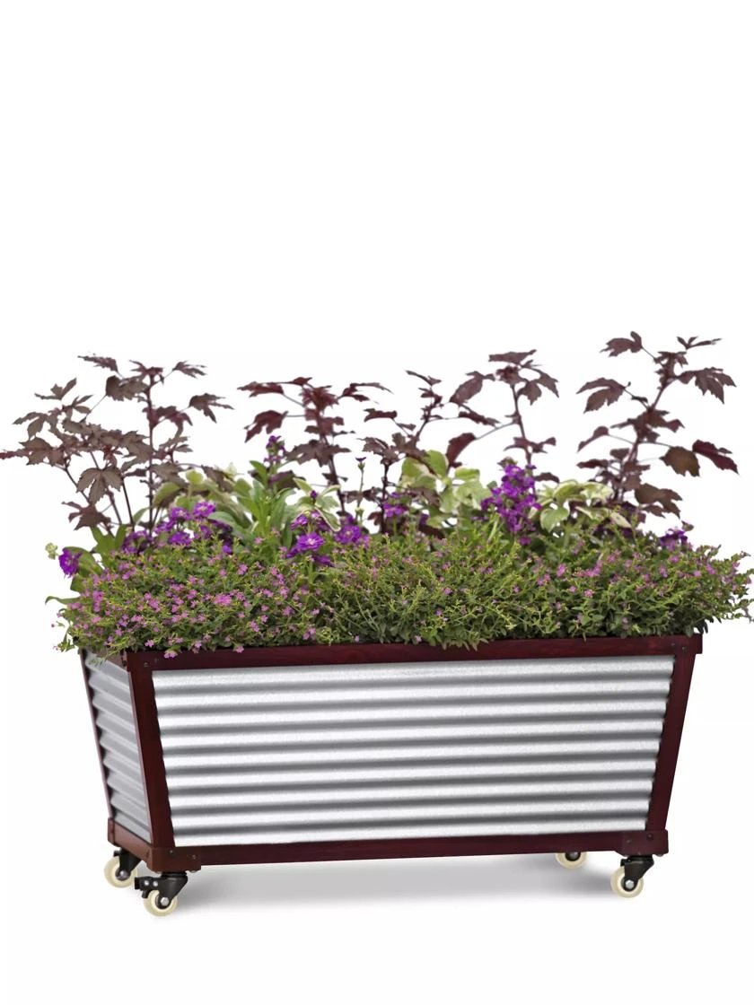 Short Galvanized Self-Watering Trough Planter - Image 2