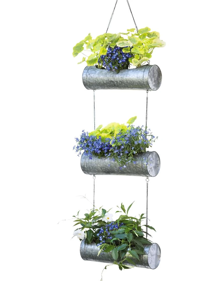 Galvanized Hanging Triple Planter - Image 7