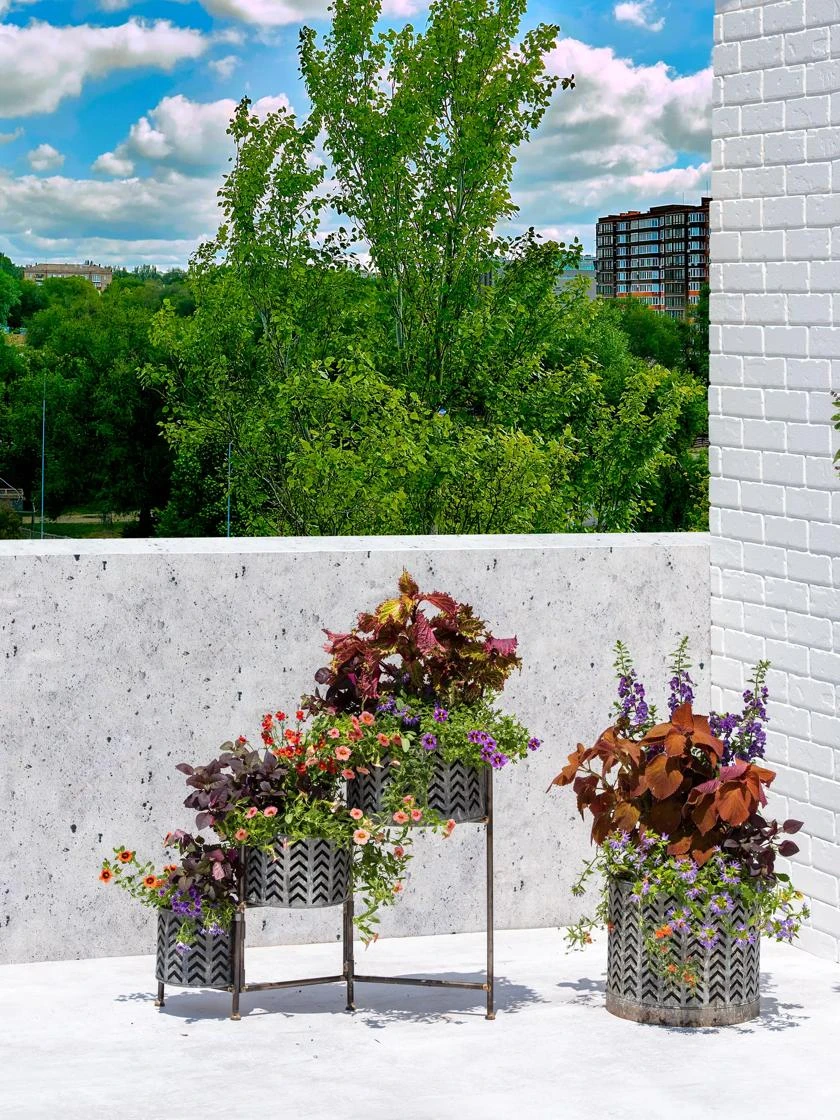 Galvanized Grow Bag Triple Planters With Stand - Image 6