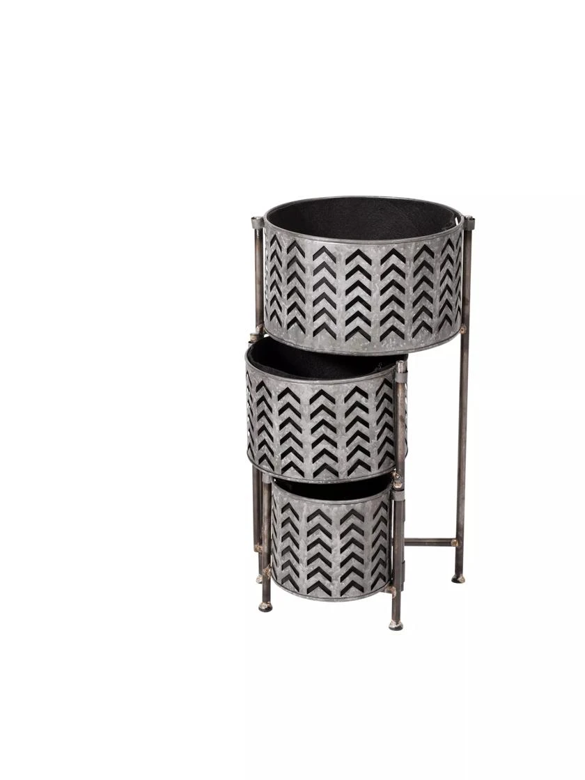 Galvanized Grow Bag Triple Planters With Stand - Image 2