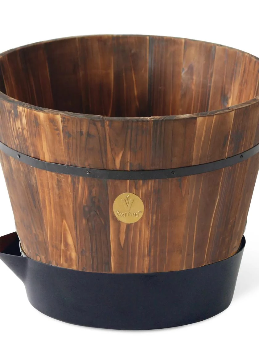VegTrugĀ® Build-a-Barrel Wooden Planter With Self-Watering Reservoir Tray, 18" - Image 4
